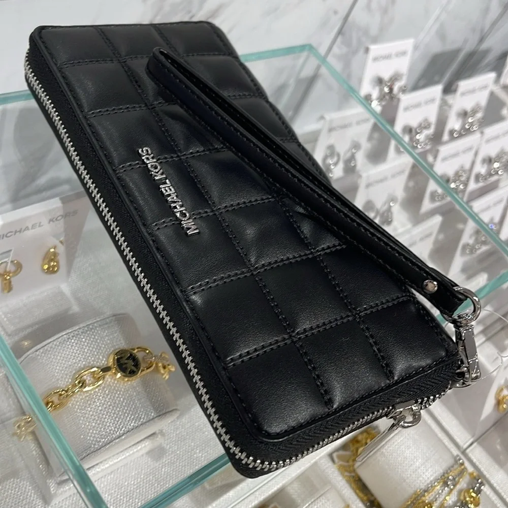 MICHAEL KORS Continental Wristlet Phone Case Wallet Black NWT